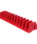 Front view of the 12 Piece Modular Wrench Organizer Tray for workbenches, garages, and DIY projects in red durable plastic.
