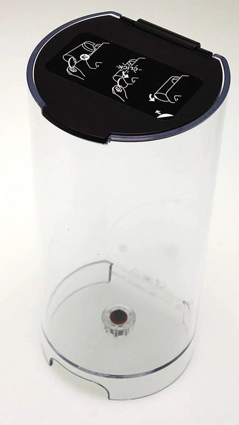 Water Tank Replacement For Essenza Mini Coffee Maker Clear Plastic Reservoir with instructions on top.