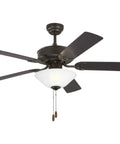 Haven 52 Inch Bronze Ceiling Fan With LED Light And Pull Chain, 5 MDF Blades, 3241 CFM, Three Speed Control, Includes Downrod