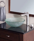 Gelo Glass Vessel Bathroom Sink With Frosted Round Bowl Dope Scratch Resistant Tempered Glass Above Counter Installation