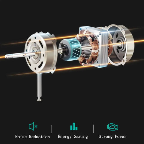 Built Heavy High Velocity Wall Fan Air Circulator With Three Speed Tilting And Oscillating Motion To Blast Away Summer Heat And Keep Your Home Office Garage Chill All Copper Motor Design close-up of energy-efficient copper motor with strong power design.
