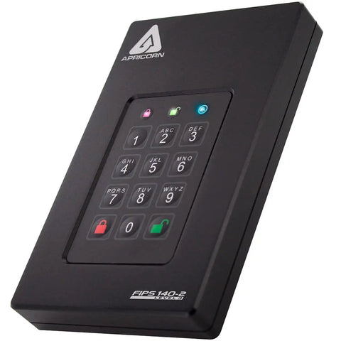 Aegis Fortress L3 4TB Hardware Encrypted USB 3 0 Portable Drive With 256 Bit AES XTS FIPS 140 2 Level 3 Validation Separate Admin And User Modes Dual Read Only Options Brute Force Defense For Everyday Data Security black keypad drive