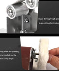 This Awesome Mini Electric Belt Sander Features 7 Speed Options And Reverse Switch For Smooth Knife Making And DIY Projects Adjustable RPM From 4000 To 9000 with precision rollers and polishing wheel installation.