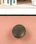 Retro Copper Zinc Alloy Cabinet Knobs Set, 10 Pack, Single Hole Mount on pink dresser drawer
