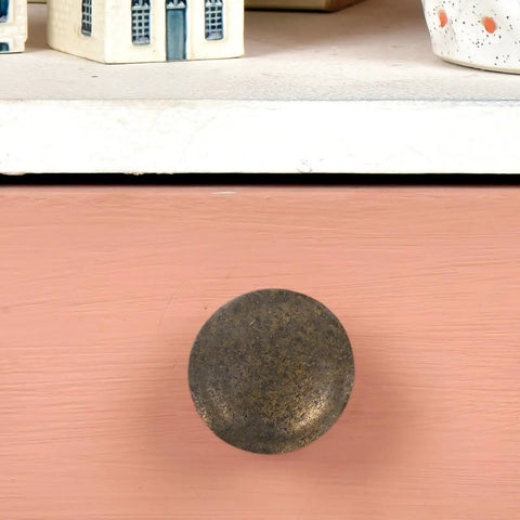 Retro Copper Zinc Alloy Cabinet Knobs Set, 10 Pack, Single Hole Mount on pink dresser drawer