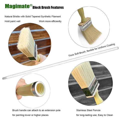 Dope 3 Inch Block Stain Brush For Deck And Fence Staining Thick Flat Paint Brush With Soft Bristle Blend features
