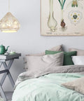Bedroom with Crystal Plug In Pendant Light With 16.4 Ft Swag Cord, Dimmable Hanging Lamp, white finish, elegant glam vibe