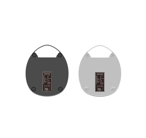 Back view of Heavy Duty Automatic Electric Coffee Tamper Station for Commercial Cafe Bars in black and silver.