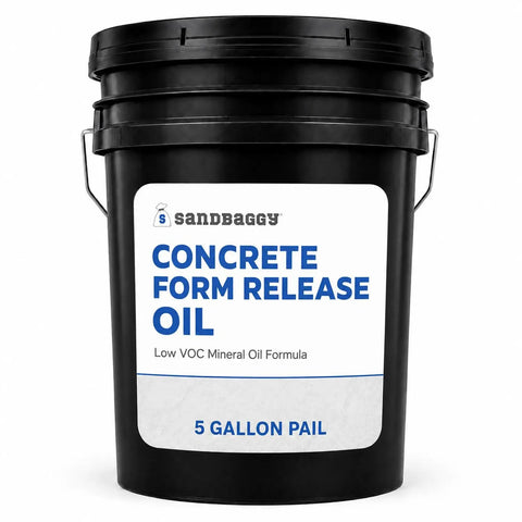 Pro Grade Concrete Release Agent And Non Staining Form Oil Crafted For Slick Form Stripping And Glassy Smooth Finishes That Help Contractors Crush Every Pour Job Without The Mess in a 5-gallon pail.