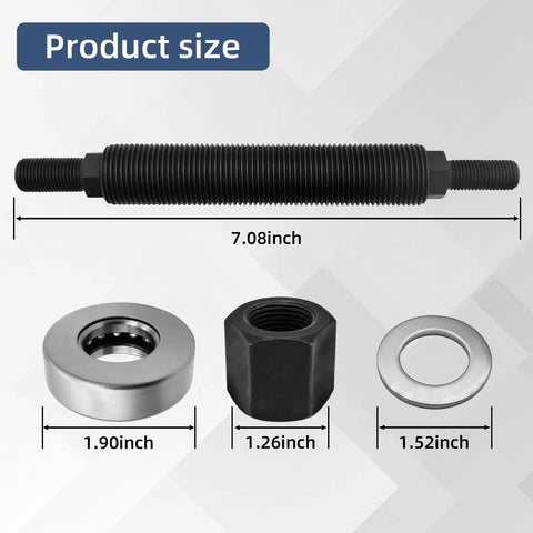 Harmonic Balancer Installation Tool Kit For Chevy SBC And BBC Engines With Threaded Rod Nut Washer And Thrust Bearing dimensions