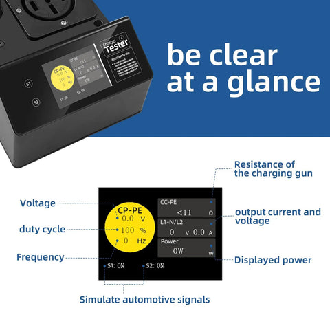 Real Deal Portable J1772 Electric Vehicle Charger Tester With Built In Resistive Load And Vehicle Simulator with LCD display.
