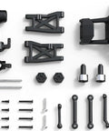 HS18-05 RC Car Replacement Wear Parts Kit With Front Bumper, Long Lower Suspension Arms, Steering Linkages And Hardware Set For Off Road Rebuilds, Durable Consumable Parts To Restore Damaged Components, black plastic and metal parts set