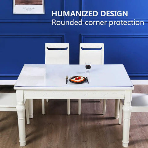 Clear 14x24 Inch Desk Blotter Mat Transparent PVC Table Protector Pad For Small Offices on dining table with rounded corners