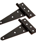 Black T Strap Hinges For Gate And Barn Door Cabinet Set Nine Point Five By Six Point Four Centimeters Beefy Durable Iron Hardware