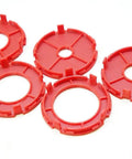 Premium Router Table Insert Ring Set With Five Zero Clearance Inserts For Dead Nuts Alignment And Slick Routing, red plastic rings.