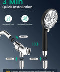 Handheld Shower Head With High Pressure Turbo Power Wash, 7 Modes, Anti Clog Nozzles, Built In Filter System For Hard Water