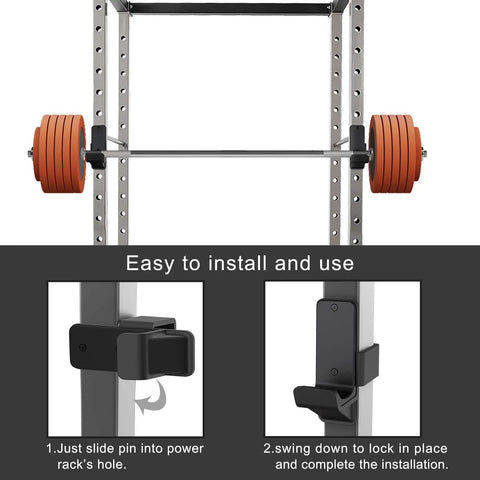 Bottom Reinforced J Hooks For 2x2 Power Rack With 5/8 Or 1 Inch Holes Rubber Pads And Beefed Up Heavy Duty Attachments installation