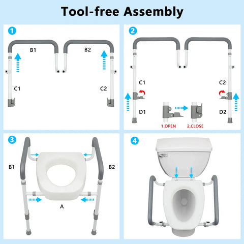 Heavy Duty Raised Toilet Seat Riser With Secure Armrests And Soft Grip Handles And Solid Frame Setup Giving You Real Backing For Everyday Bathroom Routine Without Breaking A Sweat Or Wrecking Your Knees