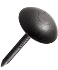 200 Piece Bulk Of Sleek Black Metal Upholstery Tacks And Antique Thumb Nails Heavy Duty Furniture Hardware With A No Sweat Setup Straight Quality Goods To Level Up Your Couch Reupholstering DIY Projects close-up of a black metal upholstery tack