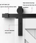 Sliding Barn Door Kit For 5 To 13 Feet Heavy Carbon Steel Rail System With Matte Black Finish Single Track For Wardrobe