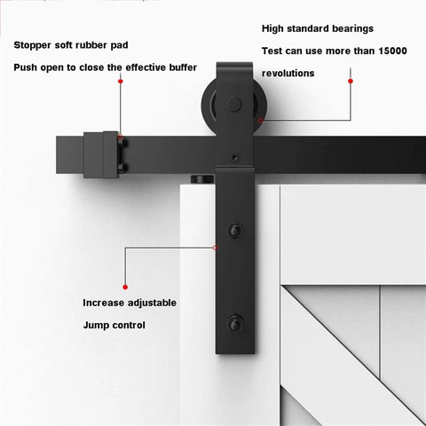Sliding Barn Door Kit For 5 To 13 Feet Heavy Carbon Steel Rail System With Matte Black Finish Single Track For Wardrobe