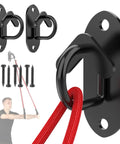 Close-up of 3 Piece Wall Mount Resistance Band Anchors System For Exercise Bands, heavy-duty black hooks and screws for secure installation.