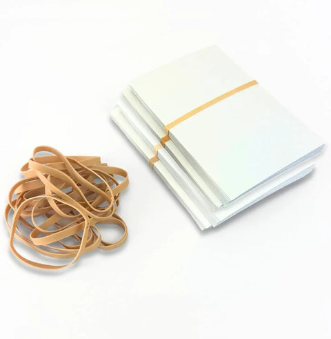 Size 64 Rubber Bands 3 1/2 Inch By 1/4 Inch Pack Of 80 Natural Latex For Office Bundling And Organization Essentials shown with folders