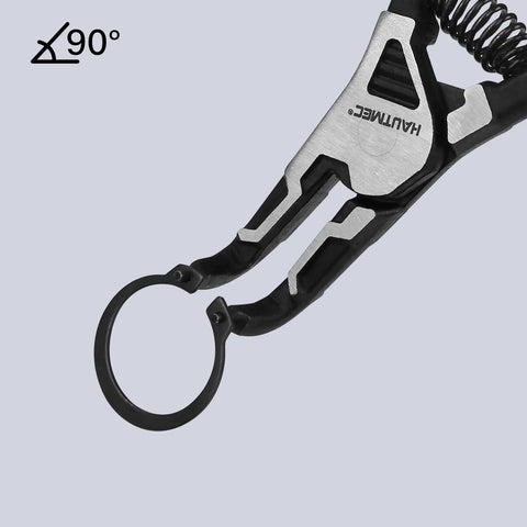 Pro-Grade 4-Piece High Leverage Snap Ring Pliers Set, 7-Inch Internal And External Circlip Pliers shown at 90-degree angle