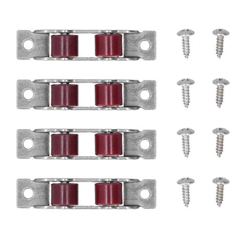 Double Wheel Window Pulley Kit With Screws For 14mm Slot Width Sliding Windows and Doors Heavy Duty Stainless Steel Rollers Set of 4