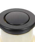Super Sleek Four Pack Retractable Spring Loaded Cabinet Knobs, black zinc alloy knob top view, 30mm diameter, safe for kids and pets.