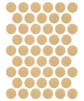 Self Adhesive Nine Sixteenths Of An Inch Screw Hole Caps Pack Of 50 for Furniture Shelving and Cabinets visible in PVC material.