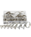 Solid Worm Gear Hose Clips Kit That Adjusts From 8MM To 38MM For Any Plumbing Job Or Car Mechanic Tune Up With Heavy Duty Adjustable Clamps, in storage box