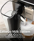 Close-up of the LatteGo milk system on the 5500 Series Fully Automatic Espresso Machine With LatteGo Milk System Integrated Grinder.