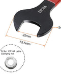 Collet Chuck Wrench Spanner For ER16A Lathe Clamping Nut With Red Non Slip Handle close-up showing dimensions and fit.