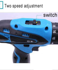 Built Tough Heavy Duty Cordless Lithium Hammer Drill And Impact Driver Set With Smooth Variable Speed Control features a two-speed adjustment switch.