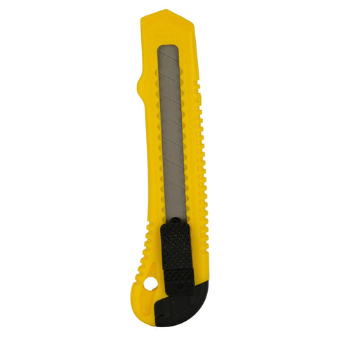 Basic Snap Off Blade Knife, 18 Millimeter Utility Cutter For Light Duty Cutting, yellow and black retractable knife