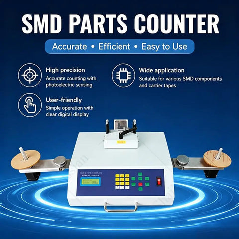50W Component Counter With Automatic Resistance And Capacitance Counting LCD Display Leak Detection No Fuss Plug And Play Precise Parts Handling For Electronics Assembly And Mechanical Parts Processing Fast Reliable Easy Load, SMD parts counter with tape reels