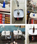 Automatic Liquid Filling Machine With 17 Liters Per Minute Commercial Stainless Steel Bottle Filler For Food And Lotions, showing digital controls and filling setup.