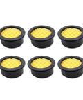 Six Pack Air Compressor Silencer Filter Replacement Elements For Oil Free Silencers Fits Most Oil Less Units Keeps Your Tool Quiet And Running Smooth 59 By 50 By 24 Mm Each 22 Grams, six black filter elements