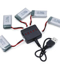 3.7V 400mAh LiPo Drone Battery Pack With 5-In-1 USB Charger For 5-Pack For Syma quadcopter parts in a star arrangement