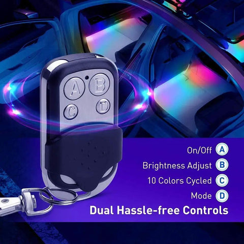 Remote control for Smart RGBIC Interior Car Lights With App And Remote Two Line Design 72 LEDs Rainbow Colors For A Lit Vibe DIY Modes.