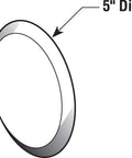 5 Inch White Wall Saver Shield For Doors, Rigid Vinyl With Smooth Surface, showing diameter measurement diagram.