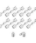 10 Sets Of 9mm Leather Cord End Caps With Lobster Claw Clasps Barrel Terminators for DIY Leather Bracelet Making Silver Tone