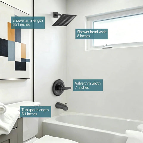 Slick 8 Inch Square Rain Shower Faucet Trim Kit Compatible With Delta 13 14 Series High Pressure Matte Black Wall Mounted Tub Handle Set Easy No Fuss Bathroom Refresh Kit Valve And Cartridge Not Included For Quick Upgrade