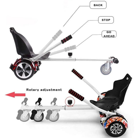 Hoverboard Seat Attachment Go Kart Conversion Kit For Self Balancing Scooters, Adjustable Length Fits 6.5, 8, and 10 Inch Models
