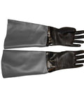 Beefed Up Sandblasting Glove Set for 7 Inch Port Cabinets, 26 Inch Neoprene Sleeves, cotton lined gloves shown on white background