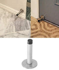 Stainless Steel Wall Mounted Door Stopper With Rubber Bumper Low Noise Cushioned Guard in use on marble and carpeted floors