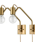 Plug In Wall Sconces Set Of Two Farmhouse Swing Arm Gold Wall Lights With On Off Switch Brushed Gold Finish Double Pack
