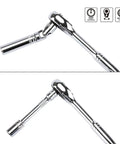 One Quarter Inch Drive Socket Set With Ratchet Adapters Extensions And Bits SAE And Metric Sizes From 4mm To 14mm Chrome Vanadium