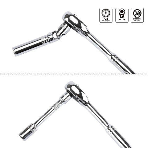 One Quarter Inch Drive Socket Set With Ratchet Adapters Extensions And Bits SAE And Metric Sizes From 4mm To 14mm Chrome Vanadium
